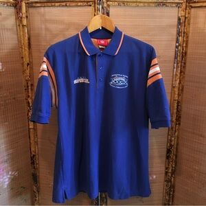 NFL polo shirt Super Bowl XXXIX 39 2005 blue short sleeve Patriot Eagle football